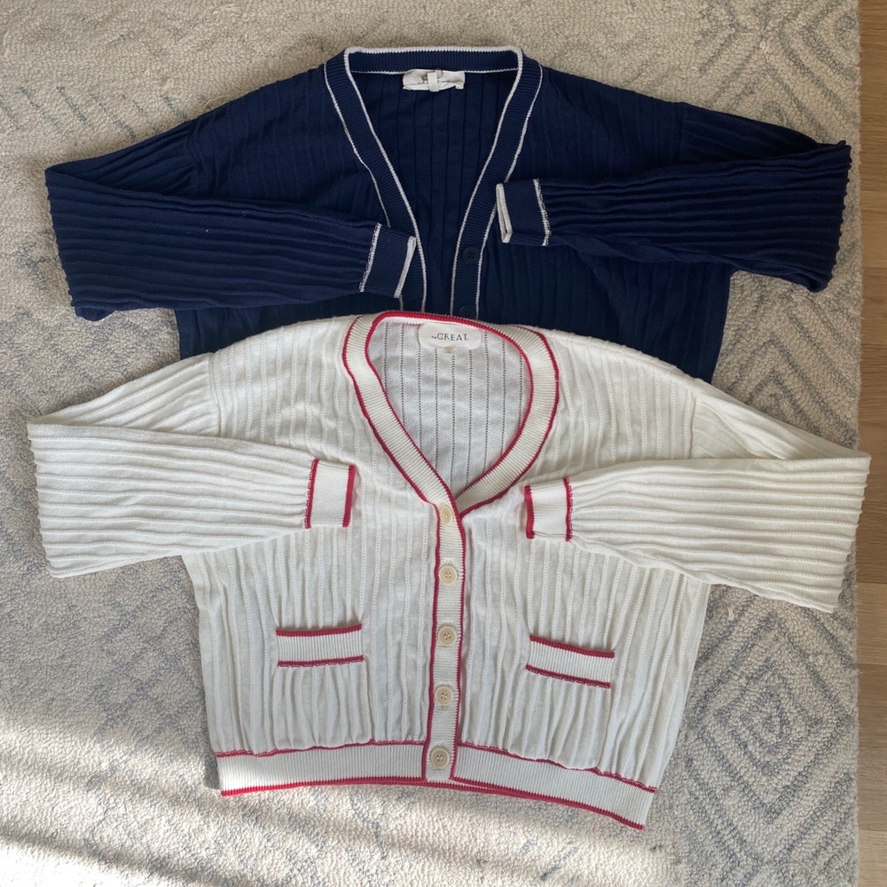 The GREAT. Two varsity cardigan sweaters size 1.